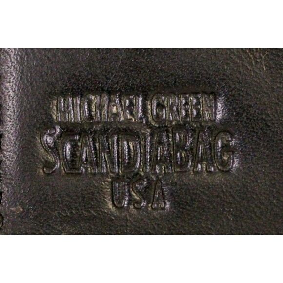4.5"x4" VTG MICHAEL GREEN SCANDIABAG BLACK GENUINE LEATHER ID CARD BILL WALLET - Picture 5 of 6